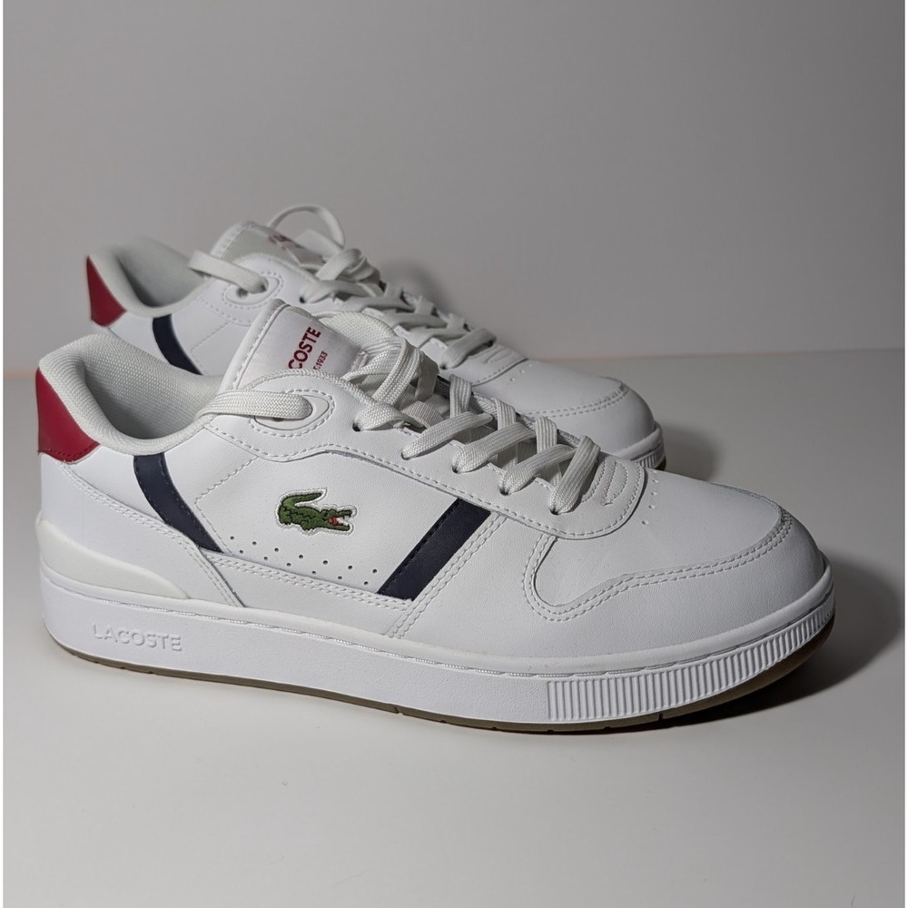 White Lacoste shoes men 9 low top with blue / red accents